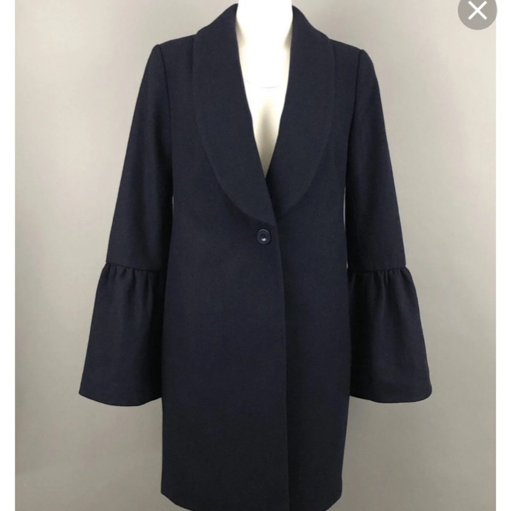 Express Navy Blue Wool Blend Bell Sleeve Pea Coat